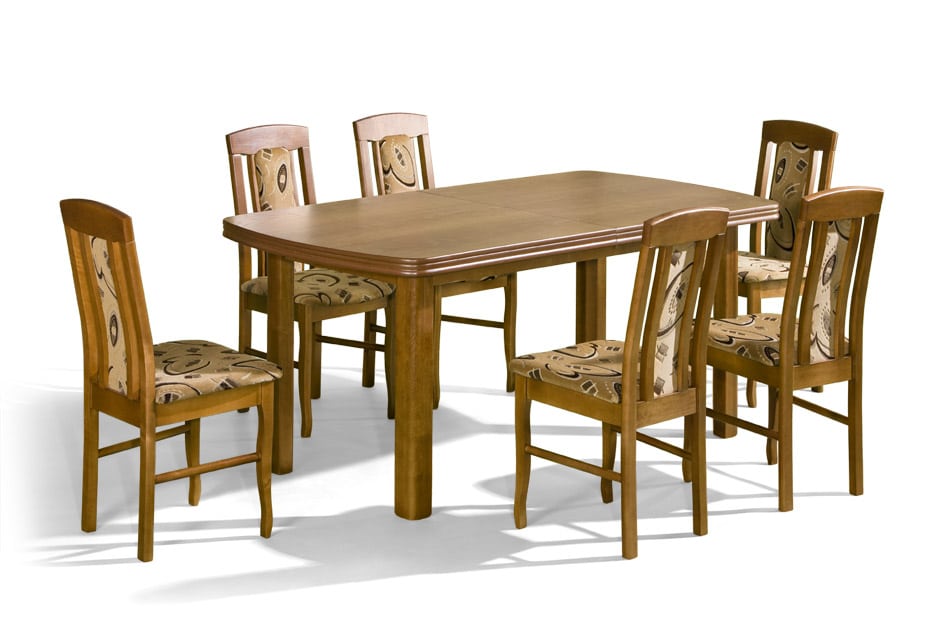 שולחן אוכל מעץ אלמון עם פורניר מיובא מאירופה באיכות גבוהה ביותר.השולחן עם פינות מעוגלות ודוגמה יוקרתית בפנלים מסביב לשולחן . השולחן מגיע במבחר ענק של צבעים וגוונים
