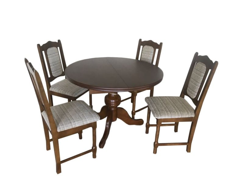 השולחן עשוי כולו עץ אלמון,פלטה עליונה פורניר. רמת גימור גבוהה ביותר. השולחן נפתח עי' משיכה - הפלטת הארכה מאוחסנת בתוך השולחן.
בעל רגל מרכזית מאפשר פיזור הכסאות ללא מיגבלה.