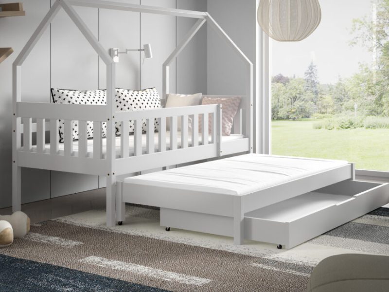 מיטת ילדים מעץ מלא דגם מאיה + מיטת חבר (160 ס"מ)