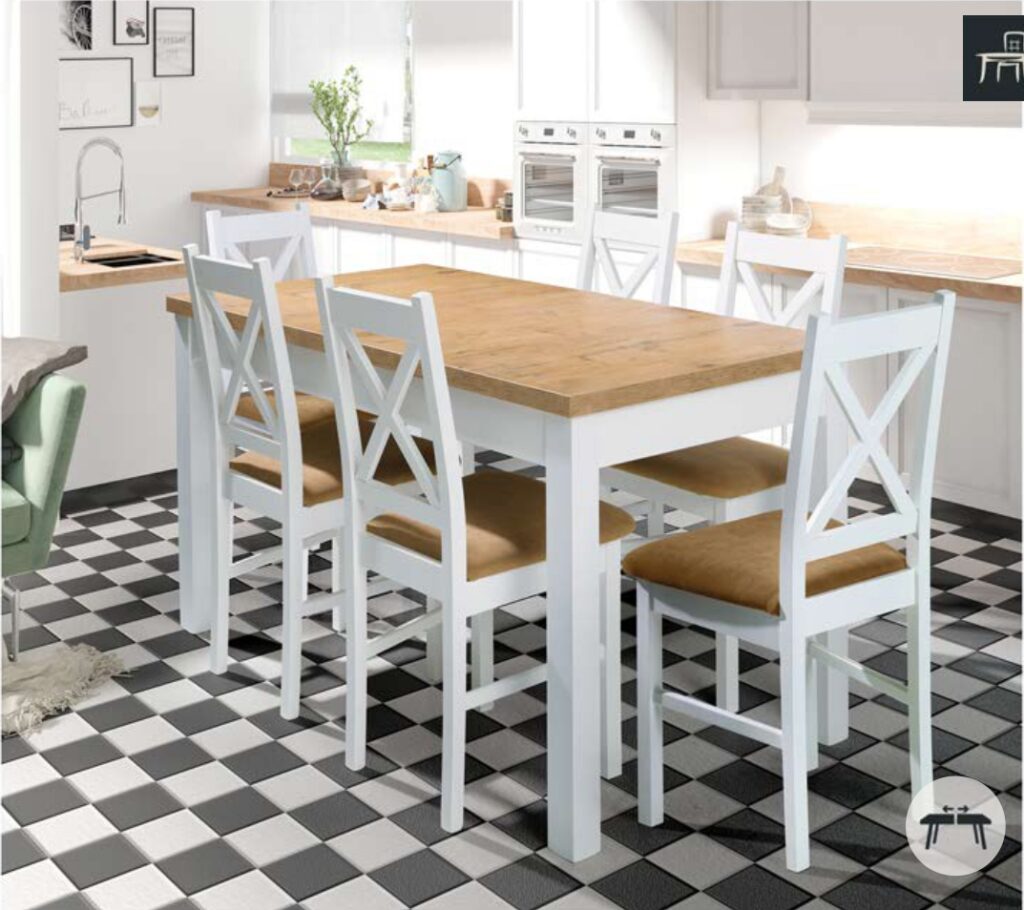 שולחן אוכל מתוצרת פולין אשר מיובא לארץ באיכות גבוהה מאוד.  הפלטה העליונה למינציה הרגלים והמסגרת עץ מלא .ניתן לבחור צבעי עץ וריפוד מתוך קטלוג .מעוצב בקווים נקיים ואלגנטיים  *כיסאות מגיעים בנפרד