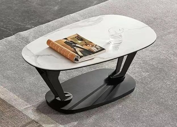 שולחן סלון 918 גוף שחור אבן שחורה / לבנה (האבן השחורה עם גידים אדומים תמונה מצורפת)