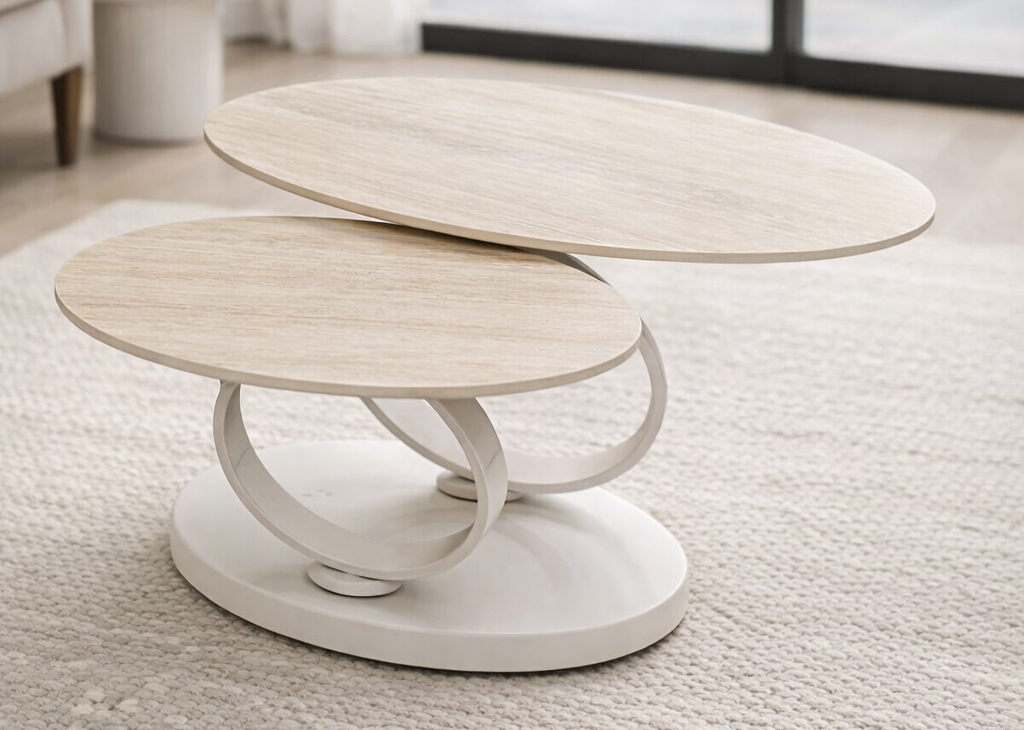 שולחן סלון יוקרתי 8857 גוף סהרה אבן טרוונטין